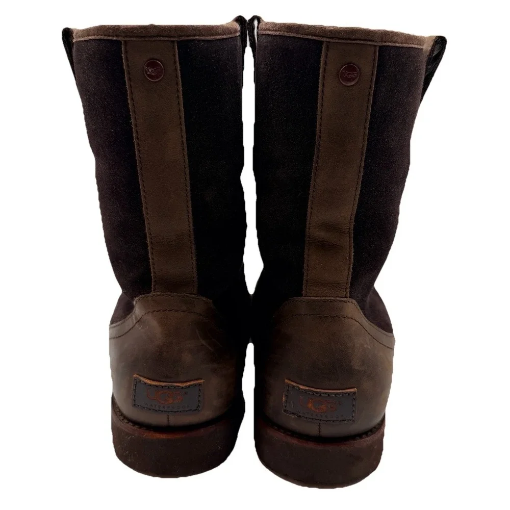 UGG Boots Men's Sz 9.5 Brown Waterproof Leather Sheepskin Lined Treadlite Snow